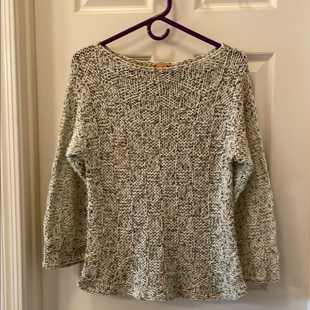Textured handmade Knit Cotton Sweater in light green
